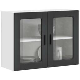 Berkfield Home Kitchen Wall Cabinet with Glass Door Porto Black - thumbnail 2