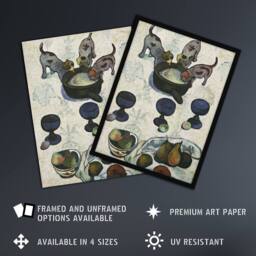 "Artery8 Still Life with Three Puppies Paul Gauguin Wall Art Poster Print in White - Size: W24"" x H32""" - thumbnail 2