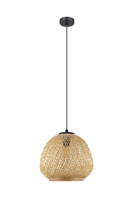 Eglo Dembleby 1 Natural Rattan Style 1 Light Ceiling Pendant in Light Brown - image 1