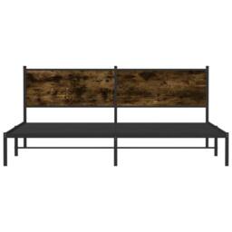 Berkfield Home Metal Bed Frame without Mattress Smoked Oak 200x200 cm in Brown - thumbnail 5