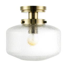 Happy Homewares Antique Brass Semi Flush Ceiling Light with Dimpled Clear Glass Shade in Metallic Gold - thumbnail 5
