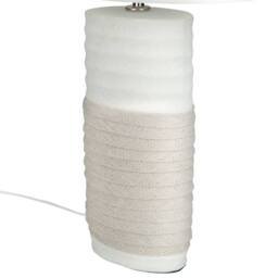 Wyld and Coco Table Lamp - Beige Linen Drum Shade Cream Porcelain Base - thumbnail 6