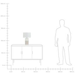 Wyld and Coco Table Lamp - Beige Linen Drum Shade Cream Porcelain Base - thumbnail 9