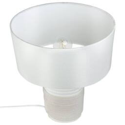 Wyld and Coco Table Lamp - Beige Linen Drum Shade Cream Porcelain Base - thumbnail 7