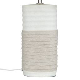 Wyld and Coco Table Lamp - Beige Linen Drum Shade Cream Porcelain Base - thumbnail 5