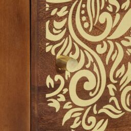 Berkfield Home Bedside Tables Honey brown with gold accents Solid Wood Medium - thumbnail 6