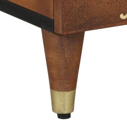 Berkfield Home Bedside Tables Honey brown with gold accents Solid Wood Medium - thumbnail 7