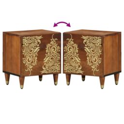 Berkfield Home Bedside Tables Honey brown with gold accents Solid Wood Medium - thumbnail 8