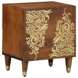 Berkfield Home Bedside Tables Honey brown with gold accents Solid Wood Medium - thumbnail 2