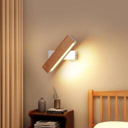 Goeco LED Wall Light Indoor, 360° Rotating Wall Lamp Indoor Modern, 3000K in White - thumbnail 2