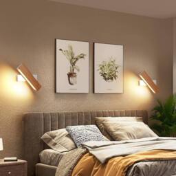 Goeco LED Wall Light Indoor, 360° Rotating Wall Lamp Indoor Modern, 3000K in White - thumbnail 4