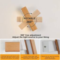 Goeco LED Wall Light Indoor, 360° Rotating Wall Lamp Indoor Modern, 3000K in White - thumbnail 6
