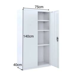 FLAVORA Metal Storage Cabinet Office Filing Cabinet 2 Door in Grey - Size: 0.6m2 - thumbnail 5