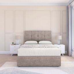 "Sloomy Jasmine Plush Bed Set With 4 Drawers, Mattress & 54"" Headboard in Stone - Size: Small Double" - thumbnail 2