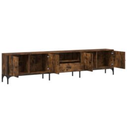 Berkfield Home TV Cabinet with Drawer Smoked Oak 200x25x44 cm Engineered Wood in Brown - Size: 200 x 25 x 44 cm - thumbnail 5