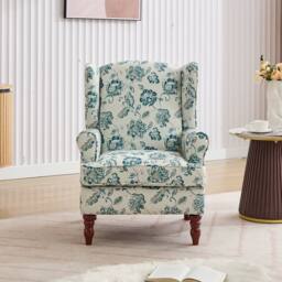 FURNITURE ONE Wingback Armchair, Padded Retro Vantage Accent Chair - Solid Wood Legs in Green - Size: 1 Pack - thumbnail 4