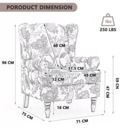 FURNITURE ONE Wingback Armchair, Padded Retro Vantage Accent Chair - Solid Wood Legs in Green - Size: 1 Pack - thumbnail 6