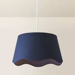 ValueLights Mabel Linen Large 30cm Scallop Edge with Trim Ceiling Light Lamp Shade in Navy - thumbnail 3