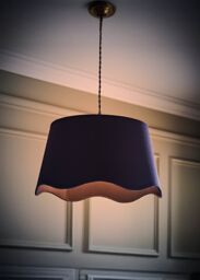 ValueLights Mabel Linen Large 30cm Scallop Edge with Trim Ceiling Light Lamp Shade in Navy - thumbnail 2