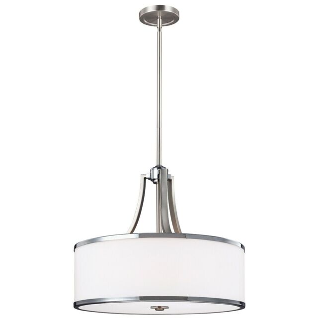 Loops 4 Bulb Ceiling Pendant Light Fitting Satin Nickel/Chrome LED E27 60W Bulb in Metallics