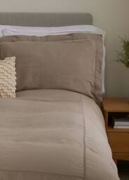 Truly Mushroom Ladder Detail Linen Duvet Cover in Light Brown - Size: Super King - thumbnail 2