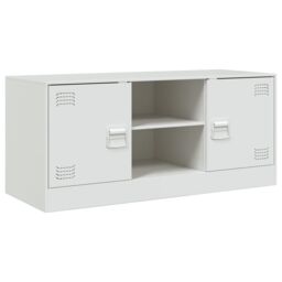 Berkfield Home TV Cabinet White 99x39x44 cm Steel - Size: 99 x 39 x 44 cm - thumbnail 2