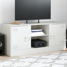 Berkfield Home TV Cabinet White 99x39x44 cm Steel - Size: 99 x 39 x 44 cm