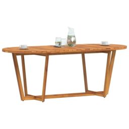 Berkfield Home Garden Dining Table Oval 200x90x75 cm Solid Wood Acacia in Brown - Size: 200 x 90 x 75 cm - thumbnail 4