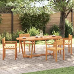 Berkfield Home Garden Dining Table Oval 200x90x75 cm Solid Wood Acacia in Brown - Size: 200 x 90 x 75 cm - thumbnail 3