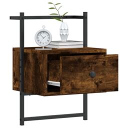 Berkfield Home Bedside Cabinet Wall-mounted Smoked Oak 35x30x51 cm Engineered Wood in Brown - Size: 35 x 30 x 51 cm - thumbnail 3