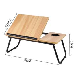 EONLION Walnut Folding Laptop Desk Tray Writing Reading Table in Light Brown - Size: 100 cm - thumbnail 2