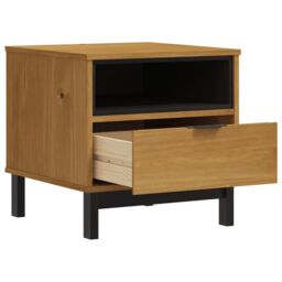 Berkfield Home Side Table FLAM 50x50x50 cm Solid Wood Pine in Brown - Size: 50 x 50 x 50 cm - thumbnail 4