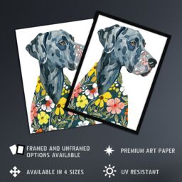 "Artery8 Dog Lover Hawaiian Shirt Great Dane Portrait Framed Wall Art - Size: W12"" x H16""" - thumbnail 2
