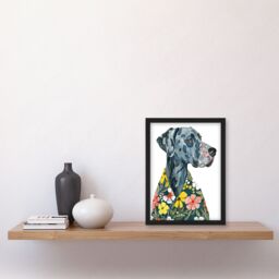 "Artery8 Dog Lover Hawaiian Shirt Great Dane Portrait Framed Wall Art - Size: W12"" x H16""" - thumbnail 4