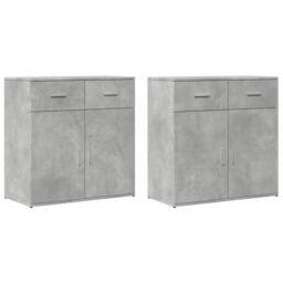 Berkfield Home Sideboards 2 pcs Concrete Grey 79x38x80 cm Engineered Wood - Size: 79 x 38 x 80 cm - thumbnail 3