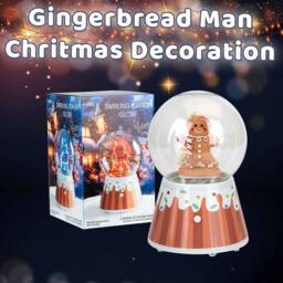 VFM e-Store Christmas Snow Globe Light Up Blower 18cm x 12cm Gingerbread Man X 1 in Brown - Size: 18 cm x 12 cm - thumbnail 3