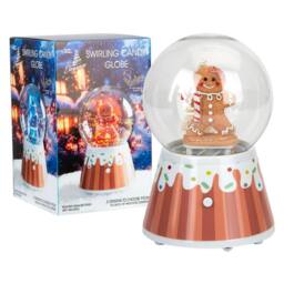 VFM e-Store Christmas Snow Globe Light Up Blower 18cm x 12cm Gingerbread Man X 1 in Brown - Size: 18 cm x 12 cm