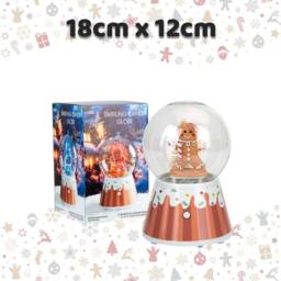 VFM e-Store Christmas Snow Globe Light Up Blower 18cm x 12cm Gingerbread Man X 1 in Brown - Size: 18 cm x 12 cm - thumbnail 2