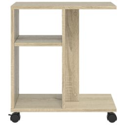 Berkfield Home Side Table with Wheels Sonoma Oak 50x30x55 cm Engineered Wood in Brown - Size: 50 x 30 x 55 cm - thumbnail 5