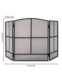 Dibor Vintage Style Large Black Folding Fireplace Guard Fire Screen Window Pane Fire Guard H75cm x W122cm - thumbnail 2