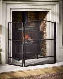 Dibor Vintage Style Large Black Folding Fireplace Guard Fire Screen Window Pane Fire Guard H75cm x W122cm - thumbnail 3