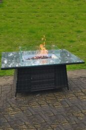 Fimous Outdoor Rattan Garden Corner Furniture Gas Fire Pit Table Sets Gas Heater Lounge Chair in Dark Grey - thumbnail 5