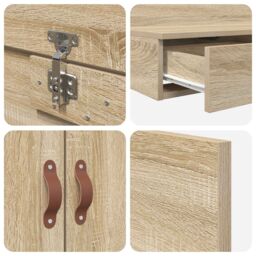 Berkfield Home Storage Bed Frame Sonoma oak Engineered wood 236.5 x 100 x 31.5 cm in Brown - thumbnail 9
