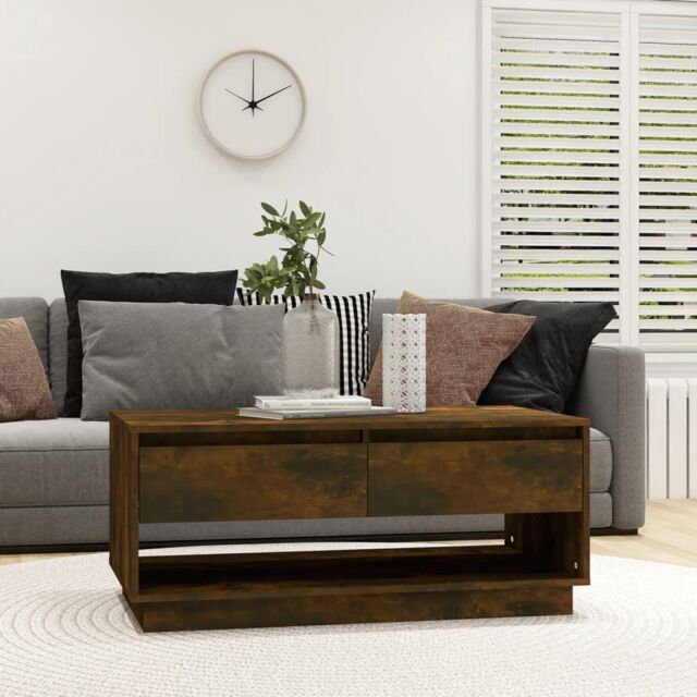 Berkfield Home Coffee Table Smoked Oak 102.5x55x44 cm Engineered Wood in Brown - image 1