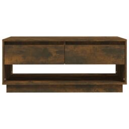 Berkfield Home Coffee Table Smoked Oak 102.5x55x44 cm Engineered Wood in Brown - thumbnail 4