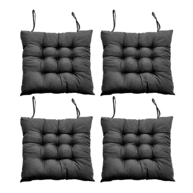 KORVIXA 4X Chair Seat Pads Cushions Tie in Black - Size: 100 cm x 190 cm - image 1