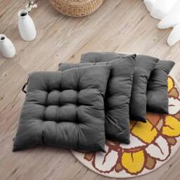 KORVIXA 4X Chair Seat Pads Cushions Tie in Black - Size: 100 cm x 190 cm - thumbnail 4