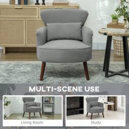 STILVORA Armchair with Polyester Upholstery in Grey - thumbnail 7