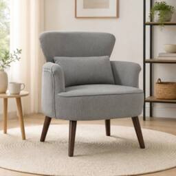 STILVORA Armchair with Polyester Upholstery in Grey - thumbnail 1