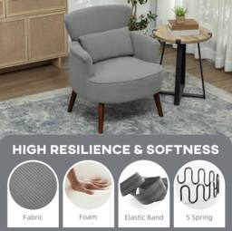 STILVORA Armchair with Polyester Upholstery in Grey - thumbnail 4
